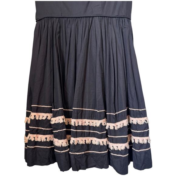 VTG Retro Unbranded Black summer fit flare dress with pink tassel trim medium - Picture 6 of 16